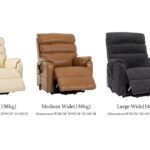 9188 lift recliner size range — five sizes from Petite (136 kg) to Oversized (226 kg)